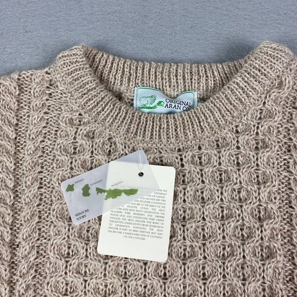 Aran Irish Womens Merino Wool Sweater XL Cable Traditional Fisherman Pullover - Picture 2 of 13